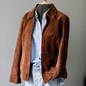 Vintage Brown Suede Leather Jacket - Women's Large - 90's Vintage